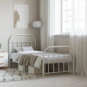 Estructura cama metal con cabecero y pie cama blanca 80x200 cm de vidaXL, Camas y somieres - Ref: Foro24-353693, Precio: 76,7...