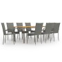 Set de muebles de comedor de jardín 9 piezas de ratán PE gris en Conjuntos de jardín | Comprar online en Foru.es