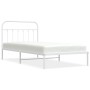 Estructura de cama de metal con cabecero blanco 107x203 cm de vidaXL, Camas y somieres - Ref: Foro24-352623, Precio: 83,30 €,...