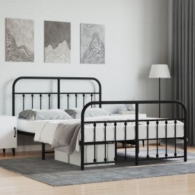 Estructura de cama cabecero y estribo metal negro 140x190 cm de vidaXL, Camas y somieres - Ref: Foro24-352596, Precio: 109,52...