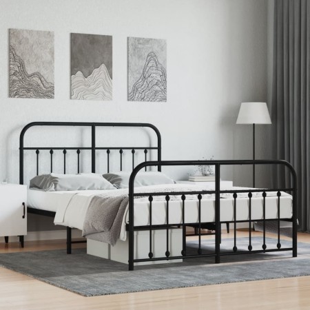 Estructura de cama cabecero y estribo metal negro 140x190 cm de vidaXL, Camas y somieres - Ref: Foro24-352596, Precio: 109,52...