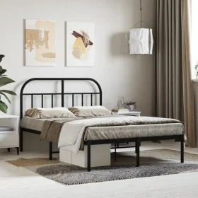 Bed frame with black metal headboard 120x200 cm by vidaXL, Beds and slatted bases - Ref: Foro24-353633, Price: 112,11 €, Disc...