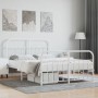Estructura cama metal con cabecero y estribo blanco 150x200 cm de vidaXL, Camas y somieres - Ref: Foro24-352647, Precio: 133,...
