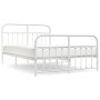 Estructura cama metal con cabecero y estribo blanco 150x200 cm de vidaXL, Camas y somieres - Ref: Foro24-352647, Precio: 133,...
