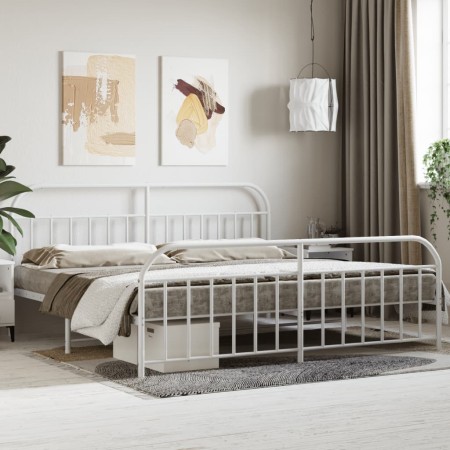 Estructura cama metal con cabecero y pie cama blanco 193x203 cm de vidaXL, Camas y somieres - Ref: Foro24-353708, Precio: 112...