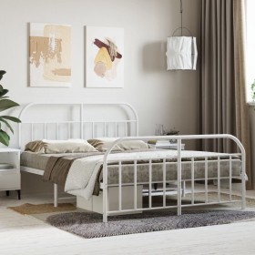 Estructura cama metal cabecero y estribo blanco 140x190 cm de vidaXL, Camas y somieres - Ref: Foro24-353702, Precio: 98,19 €,...