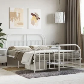 Estructura cama metal cabecero y estribo blanco 140x190 cm de vidaXL, Camas y somieres - Ref: Foro24-353702, Precio: 97,01 €,...