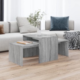 Set mesa de centro madera de ingeniería gris Sonoma 100x48x40c en Mesas de centro | Comprar online en Foru.es