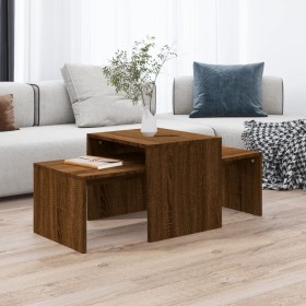 Set mesa de centro madera ingeniería roble marrón 100x48x40 cm en Mesas de centro | Comprar online en Foru.es