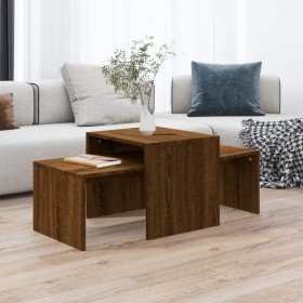 Set mesa de centro madera ingeniería roble marrón 100x48x40 cm en Mesas de centro | Comprar online en Foru.es