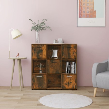 Estantería madera contrachapada color roble ahumado 90x30x90 cm en Librerías y estanterías | Comprar online en Foru.es