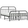 Estructura de cama cabecero y estribo metal negro 140x190 cm de vidaXL, Camas y somieres - Ref: Foro24-353653, Precio: 121,57...