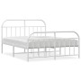 Estructura cama metal con cabecero y estribo blanco 140x200 cm de vidaXL, Camas y somieres - Ref: Foro24-353703, Precio: 113,...