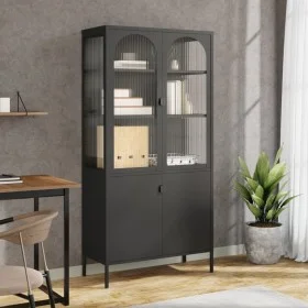 Tall glass and black steel sideboard 90x40x180 cm by vidaXL, Sideboards - Ref: Foro24-353000, Price: 371,98 €, Discount: %