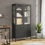 Aparador alto vidrio y acero negro 90x40x180 cm de vidaXL, Aparadores - Ref: Foro24-353000, Precio: 371,98 €, Descuento: %