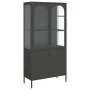 Aparador alto vidrio y acero negro 90x40x180 cm de vidaXL, Aparadores - Ref: Foro24-353000, Precio: 371,98 €, Descuento: %