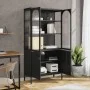 Aparador alto vidrio y acero negro 90x40x180 cm de vidaXL, Aparadores - Ref: Foro24-353000, Precio: 371,98 €, Descuento: %