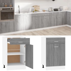 Mueble bajo con cajón "Lyon" gris Sonoma, 50x46x81,5 cm, madera de ingeniería, en Armarios de cocina | Comprar online en Foru.es