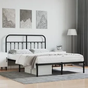 Bed frame with black metal headboard 140x200 cm by vidaXL, Beds and slatted bases - Ref: Foro24-352579, Price: 114,87 €, Disc...