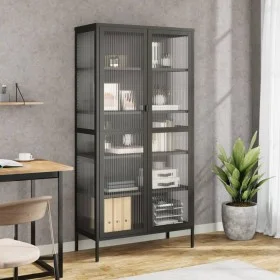 Tall glass and black steel sideboard 85x40x180 cm by vidaXL, Sideboards - Ref: Foro24-353004, Price: 343,34 €, Discount: %