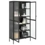 Aparador alto vidrio y acero negro 85x40x180 cm de vidaXL, Aparadores - Ref: Foro24-353004, Precio: 343,34 €, Descuento: %