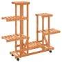 Soporte de flores con ruedas madera maciza abeto 95x25x101 cm de vidaXL, Soportes para macetas - Ref: Foro24-362864, Precio: ...