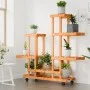 Soporte de flores con ruedas madera maciza abeto 95x25x101 cm de vidaXL, Soportes para macetas - Ref: Foro24-362864, Precio: ...
