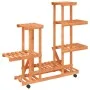 Soporte de flores con ruedas madera maciza abeto 95x25x101 cm de vidaXL, Soportes para macetas - Ref: Foro24-362864, Precio: ...