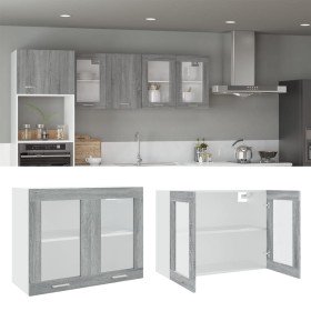 Vitrina colgante "Lyon" gris Sonoma 80x31x60 cm madera de ingeniería en Armarios de cocina | Comprar online en Foru.es