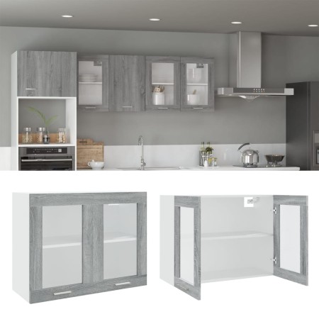 Vitrina colgante "Lyon" gris Sonoma 80x31x60 cm madera de ingeniería en Armarios de cocina | Comprar online en Foru.es