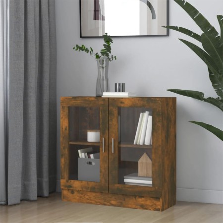 Vitrina madera contrachapada roble ahumado 82,5x30,5x80 cm en Librerías y estanterías | Comprar online en Foru.es
