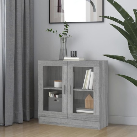 Vitrina de madera contrachapada gris sonoma 82,5x30,5x80 cm en Librerías y estanterías | Comprar online en Foru.es