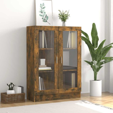 Vitrina madera contrachapada roble ahumado 82,5x30,5x115 cm en Librerías y estanterías | Comprar online en Foru.es