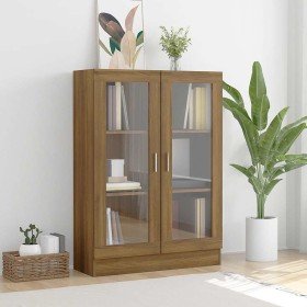 Vitrina madera contrachapada roble marrón 82,5x30,5x115 cm en Librerías y estanterías | Comprar online en Foru.es