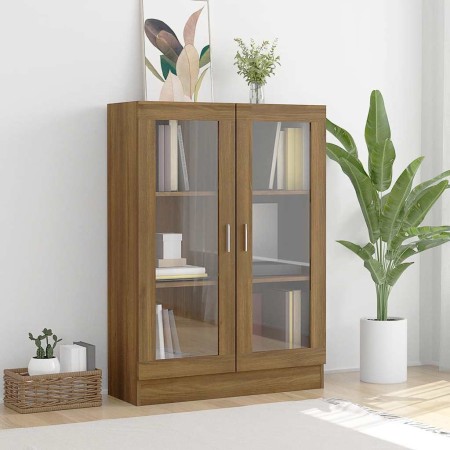 Vitrina madera contrachapada roble marrón 82,5x30,5x115 cm en Librerías y estanterías | Comprar online en Foru.es