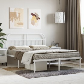 Estructura de cama de metal con cabecero blanca 140x190 cm de vidaXL, Camas y somieres - Ref: Foro24-353684, Precio: 97,50 €,...
