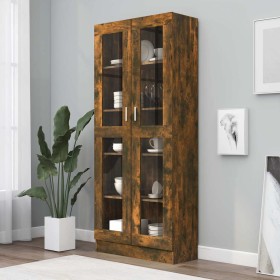 Vitrina madera contrachapada roble ahumado 82,5x30,5x185 cm en Librerías y estanterías | Comprar online en Foru.es