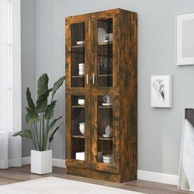 Vitrina madera contrachapada roble ahumado 82,5x30,5x185 cm en Librerías y estanterías | Comprar online en Foru.es