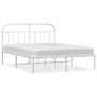 Estructura de cama de metal con cabecero blanca 140x190 cm de vidaXL, Camas y somieres - Ref: Foro24-353684, Precio: 97,50 €,...