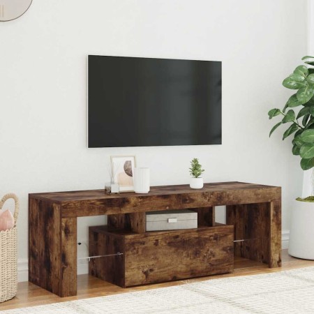 Mueble de TV con luces LED roble ahumado 120x35x40 cm en Muebles TV | Comprar online en Foru.es