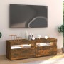 Mueble de TV con luces LED roble ahumado 120x35x40 cm en Muebles TV | Comprar online en Foru.es