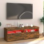 Mueble de TV con luces LED roble ahumado 120x35x40 cm en Muebles TV | Comprar online en Foru.es