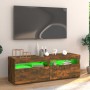 Mueble de TV con luces LED roble ahumado 120x35x40 cm en Muebles TV | Comprar online en Foru.es