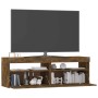 Mueble de TV con luces LED roble ahumado 120x35x40 cm en Muebles TV | Comprar online en Foru.es