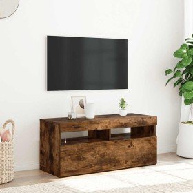 Mueble de TV con luces LED roble ahumado 90x35x40 cm en Muebles TV | Comprar online en Foru.es