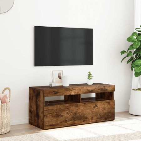 Mueble de TV con luces LED roble ahumado 90x35x40 cm en Muebles TV | Comprar online en Foru.es