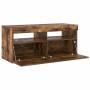 Mueble de TV con luces LED roble ahumado 90x35x40 cm en Muebles TV | Comprar online en Foru.es