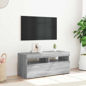 Mueble de TV con luces LED gris Sonoma 90x35x40 cm en Muebles TV | Comprar online en Foru.es