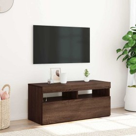 Mueble de TV con luces LED roble marrón 90x35x40 cm en Muebles TV | Comprar online en Foru.es