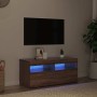 Mueble de TV con luces LED roble marrón 90x35x40 cm en Muebles TV | Comprar online en Foru.es